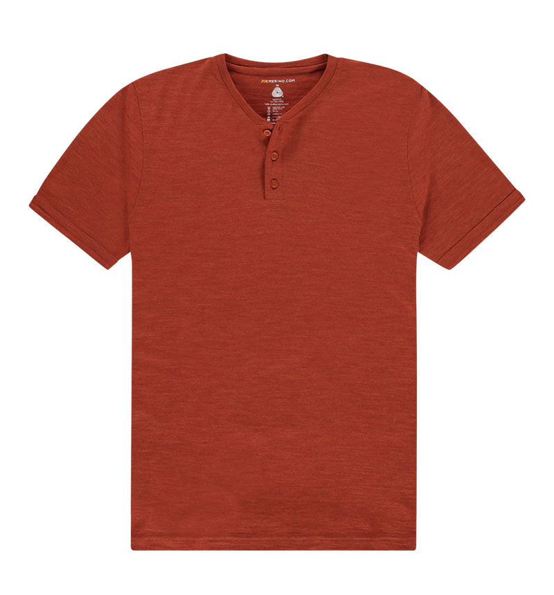 Merino Henley shirt in het oranje