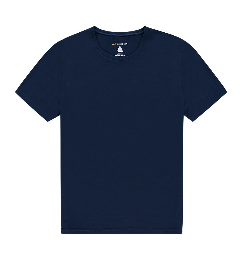 Merino ronde hals T-shirt in het donkerblauw