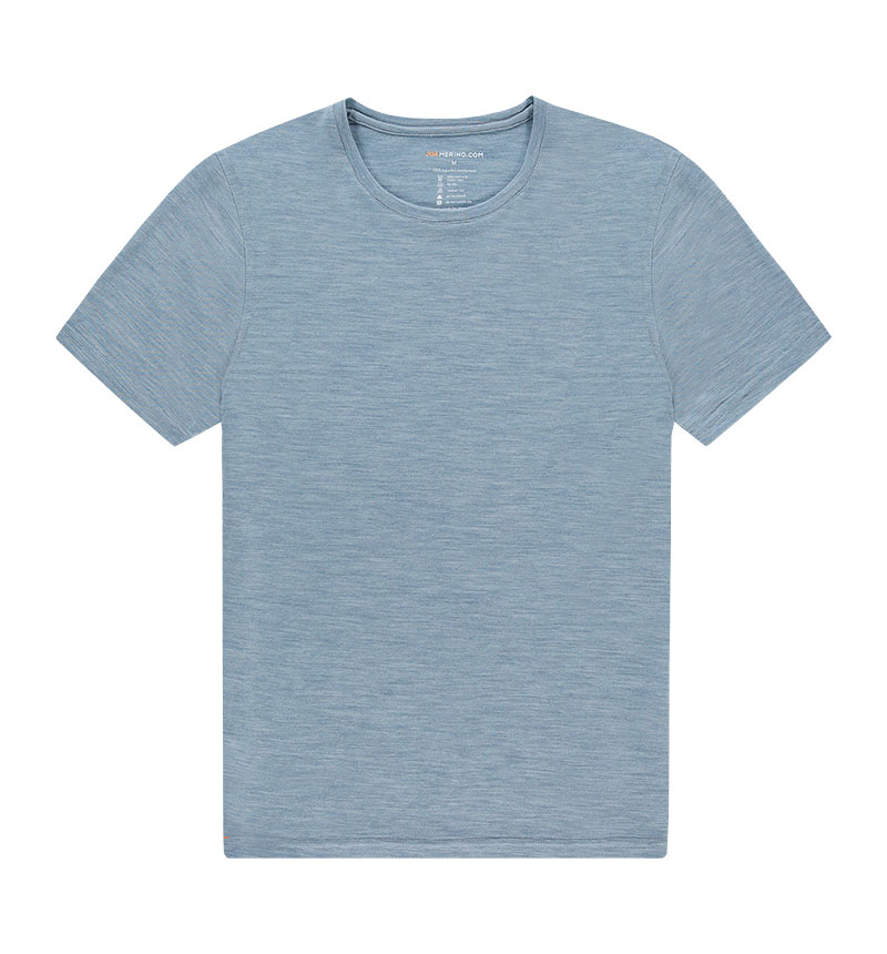 Merino ronde hals T-shirt in het lichtblauw