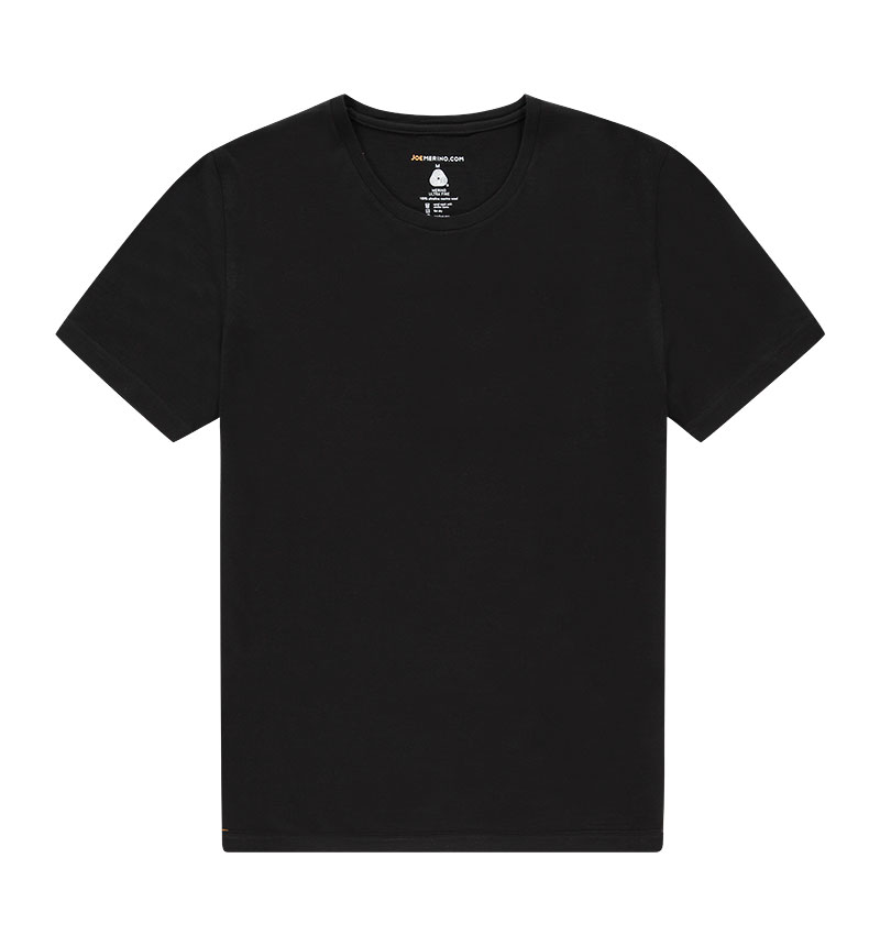 Merino ronde hals T-shirt in het zwart