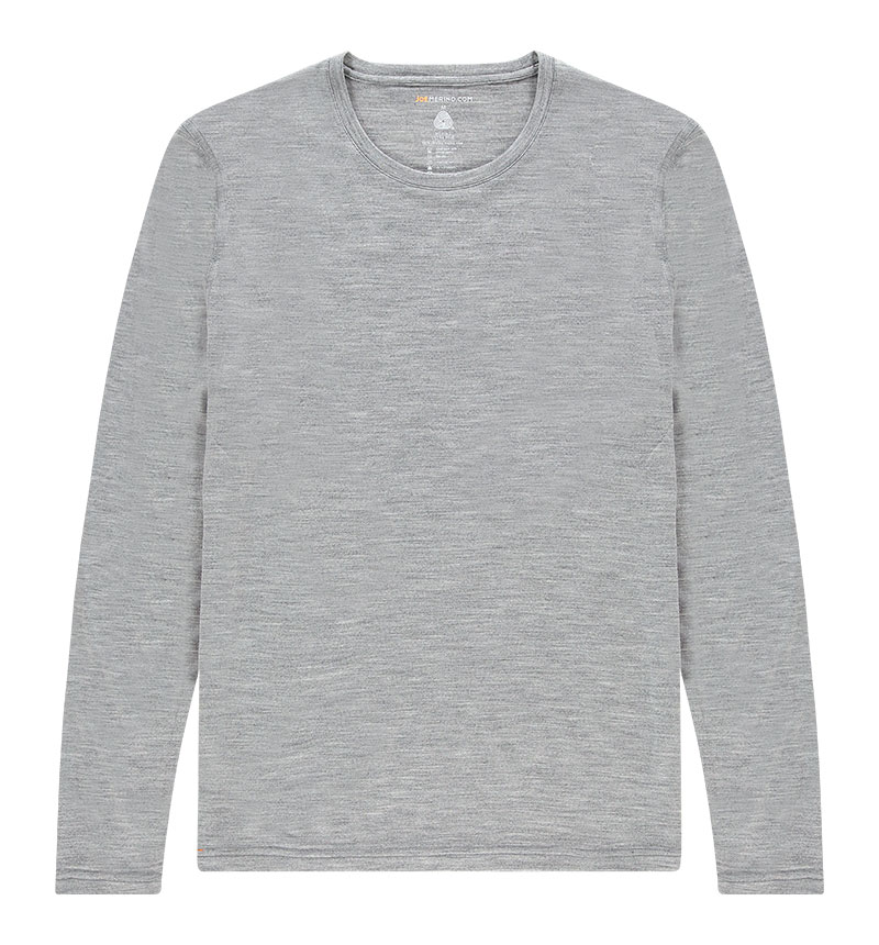 Merino T-shirt met lange mouwen in het grijs