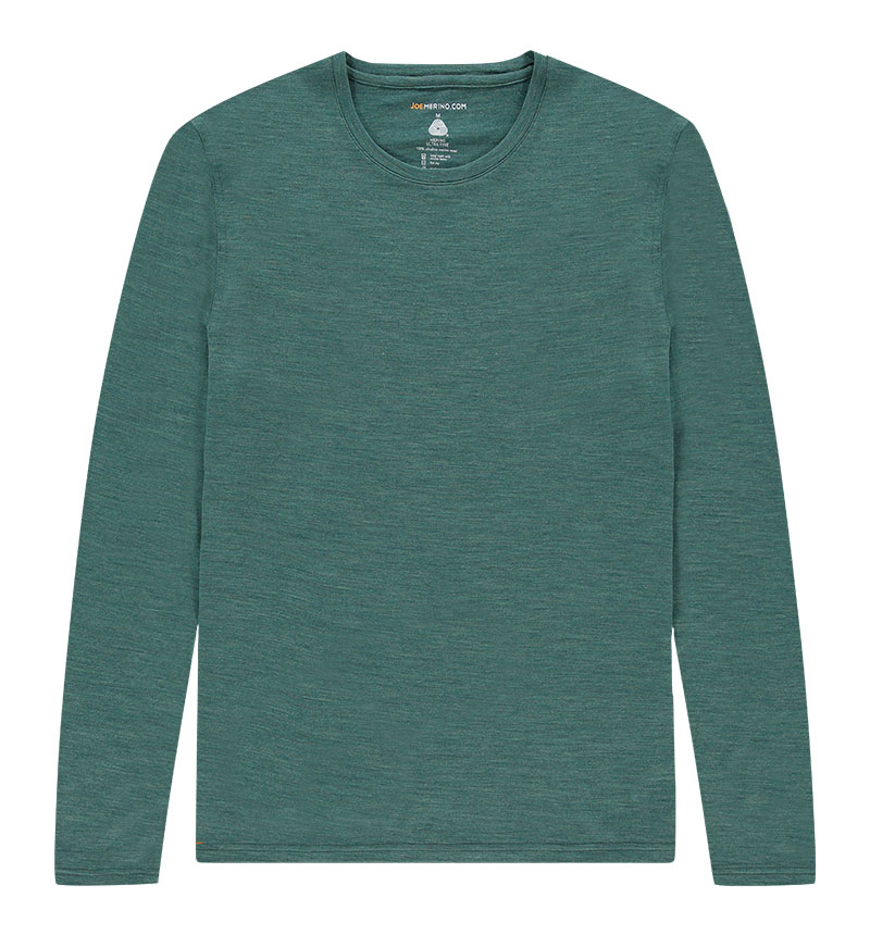 Merino T-shirt met lange mouwen in het groen