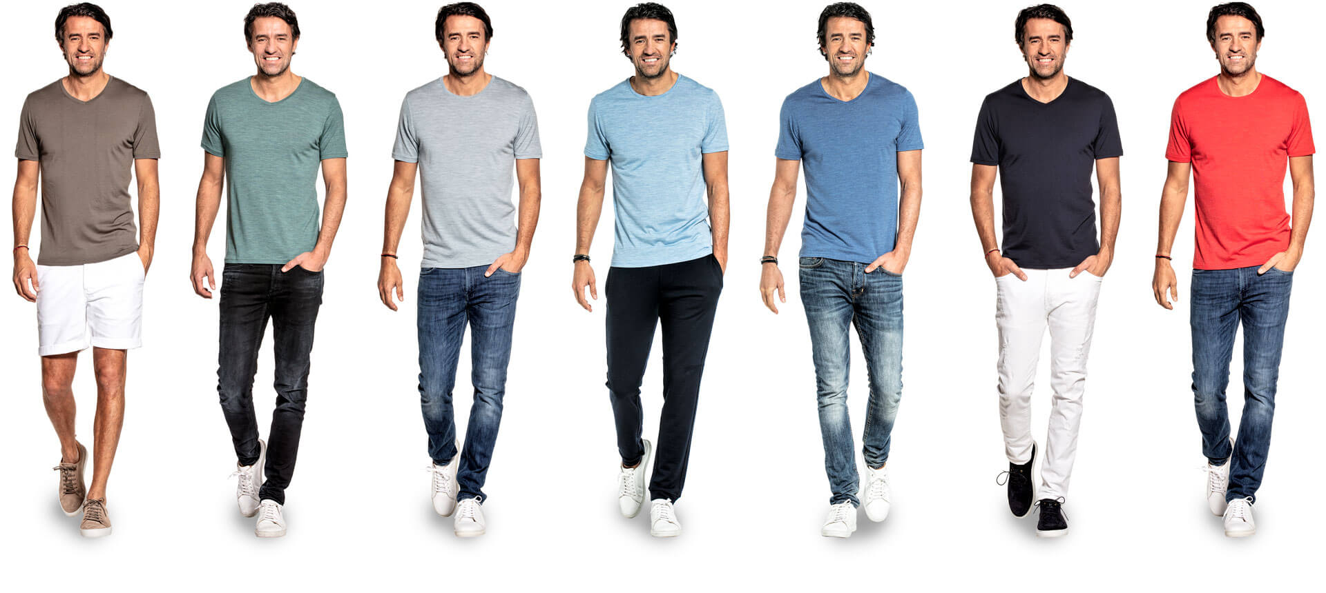 Merino T-shirts in verschillende kleuren