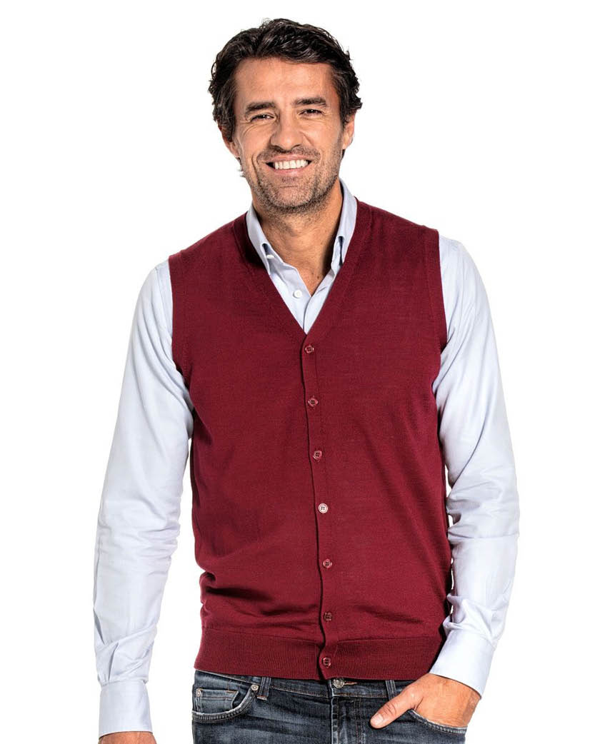 rood gilet van merinowol