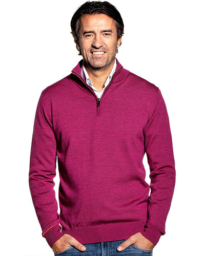 Pinker Wollpullover mit Reißverschluss