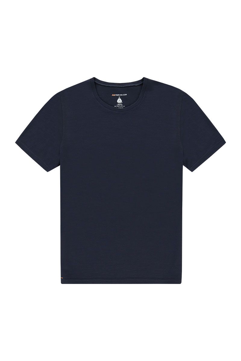 Kortemouwen t-shirt met ronde hals in het blauw.
