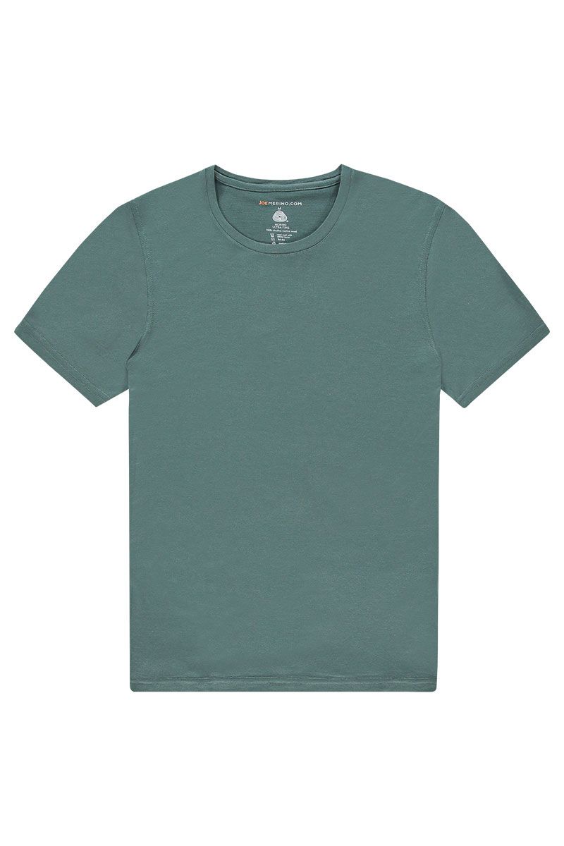 Kortemouwen t-shirt met ronde hals in het groen.