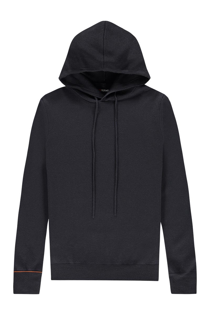 Merino Hoodie grau blau