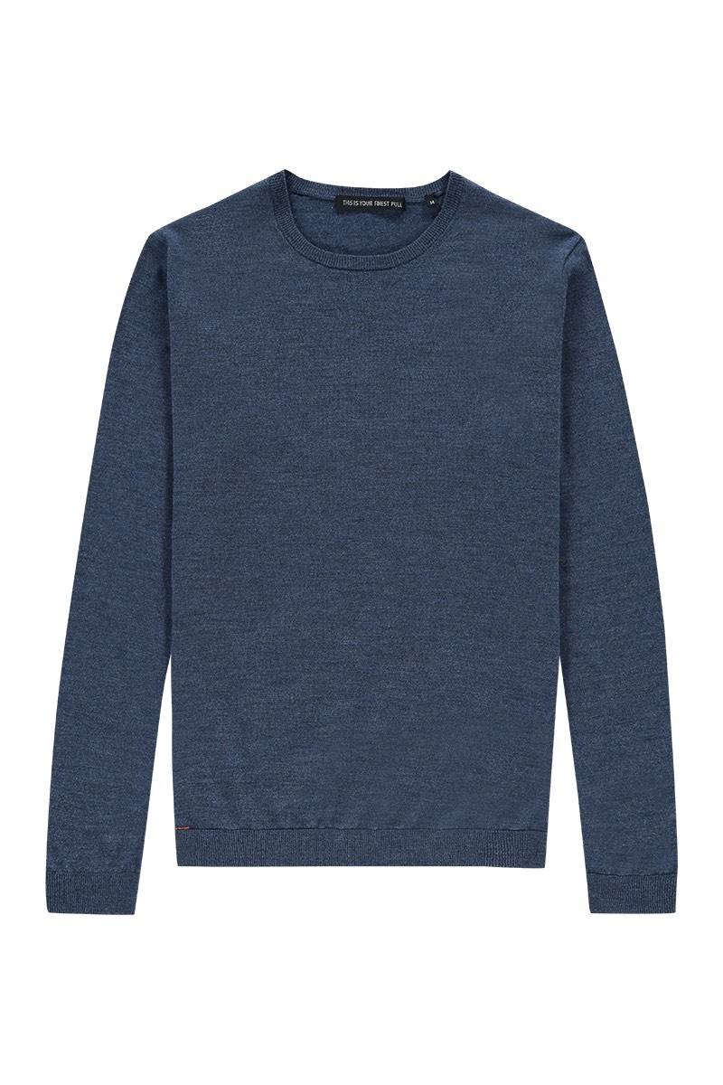 Dunne sweater met ronde hals in het blauw