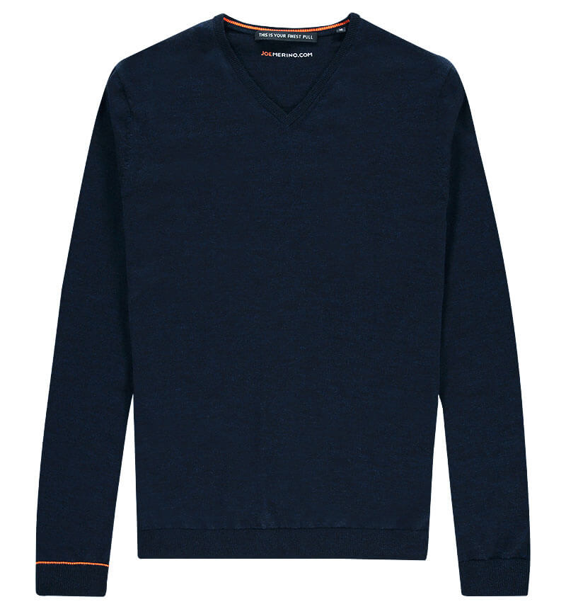 V-hals trui voor lange mannen in het blauw