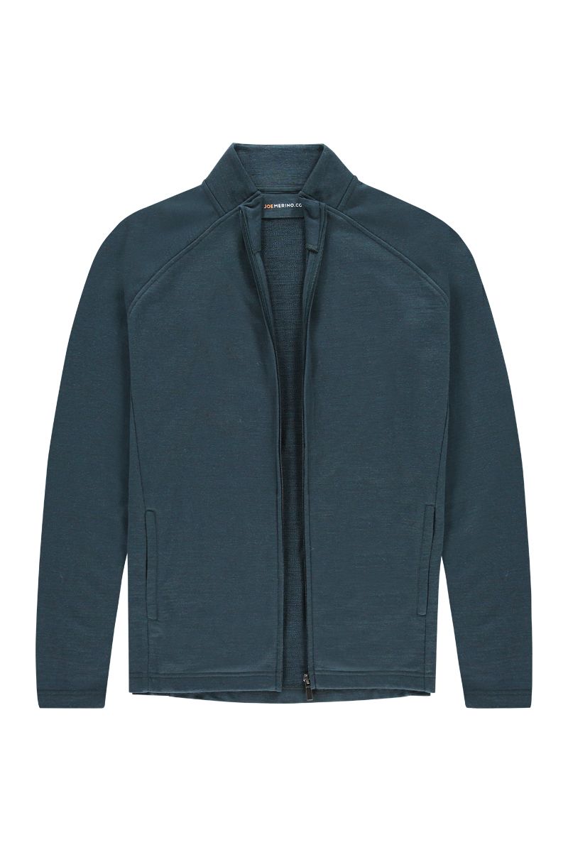 Wolle Strickjacke mit Reißverschluss in Grün