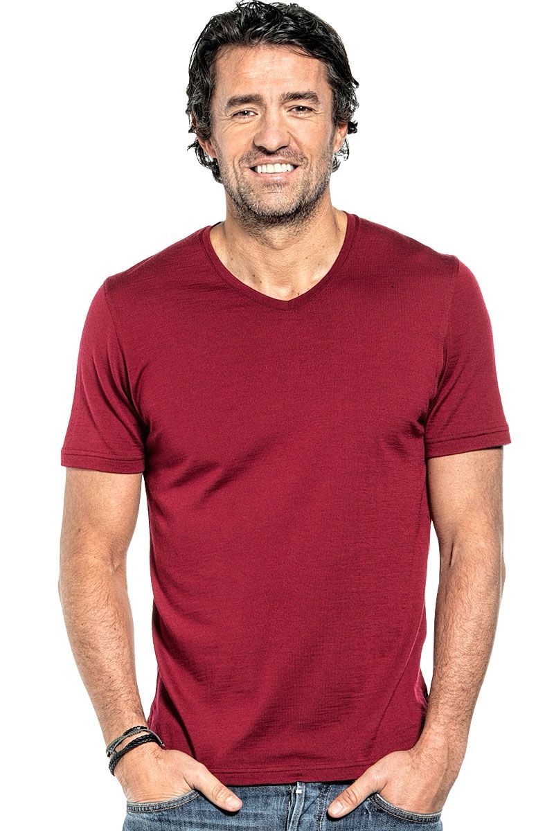 T-Shirt Merinowolle Herren rot