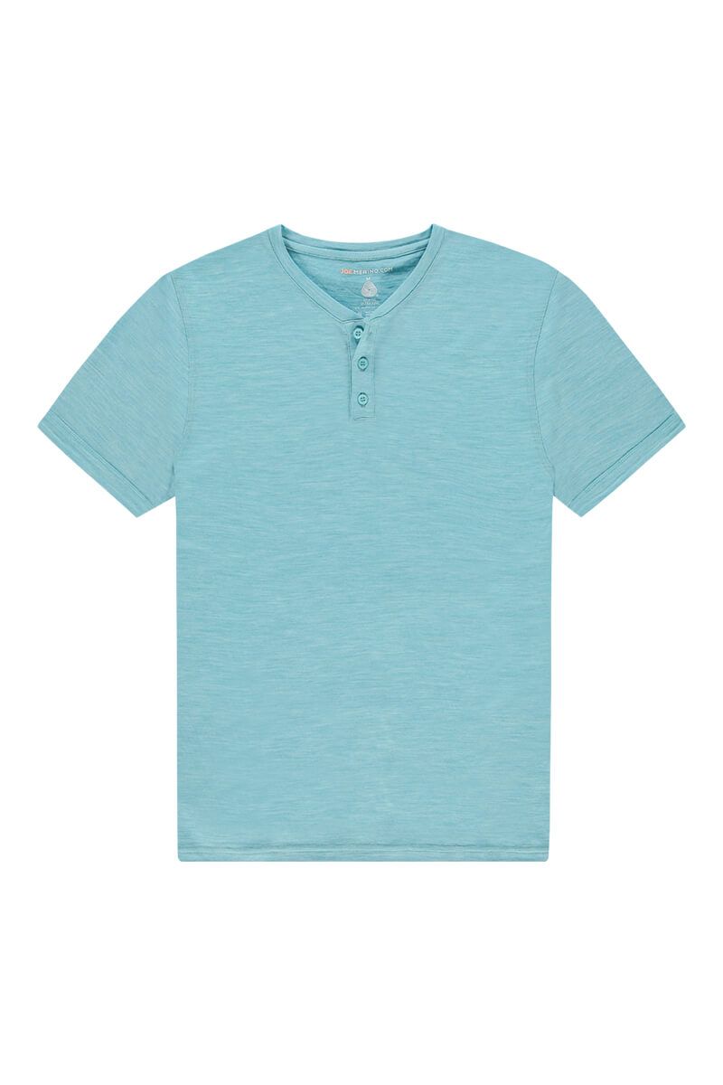 T Shirt Merinowolle Herren Hellblau