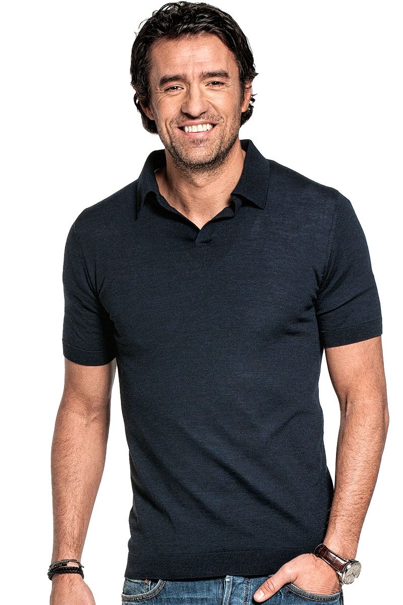 Strick Poloshirt blau
