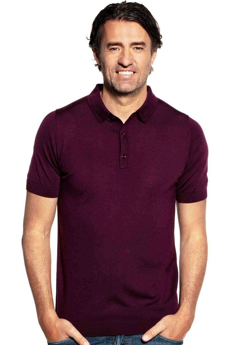 Strick Poloshirt Herren rot