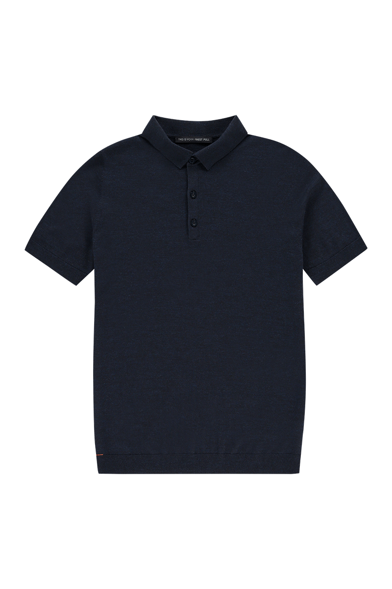 Strick Polo Herren Kurzarm Dunkelblau