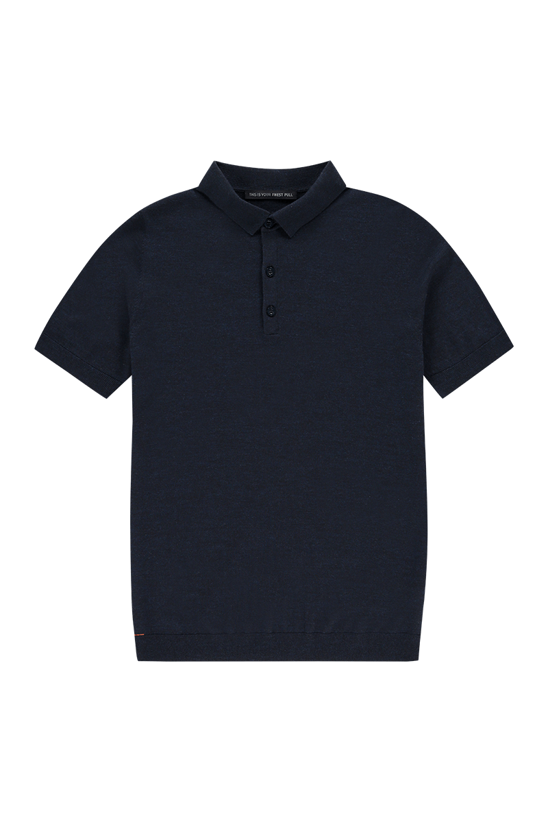 Merino Polo Herren Kurzarm Dunkelblau