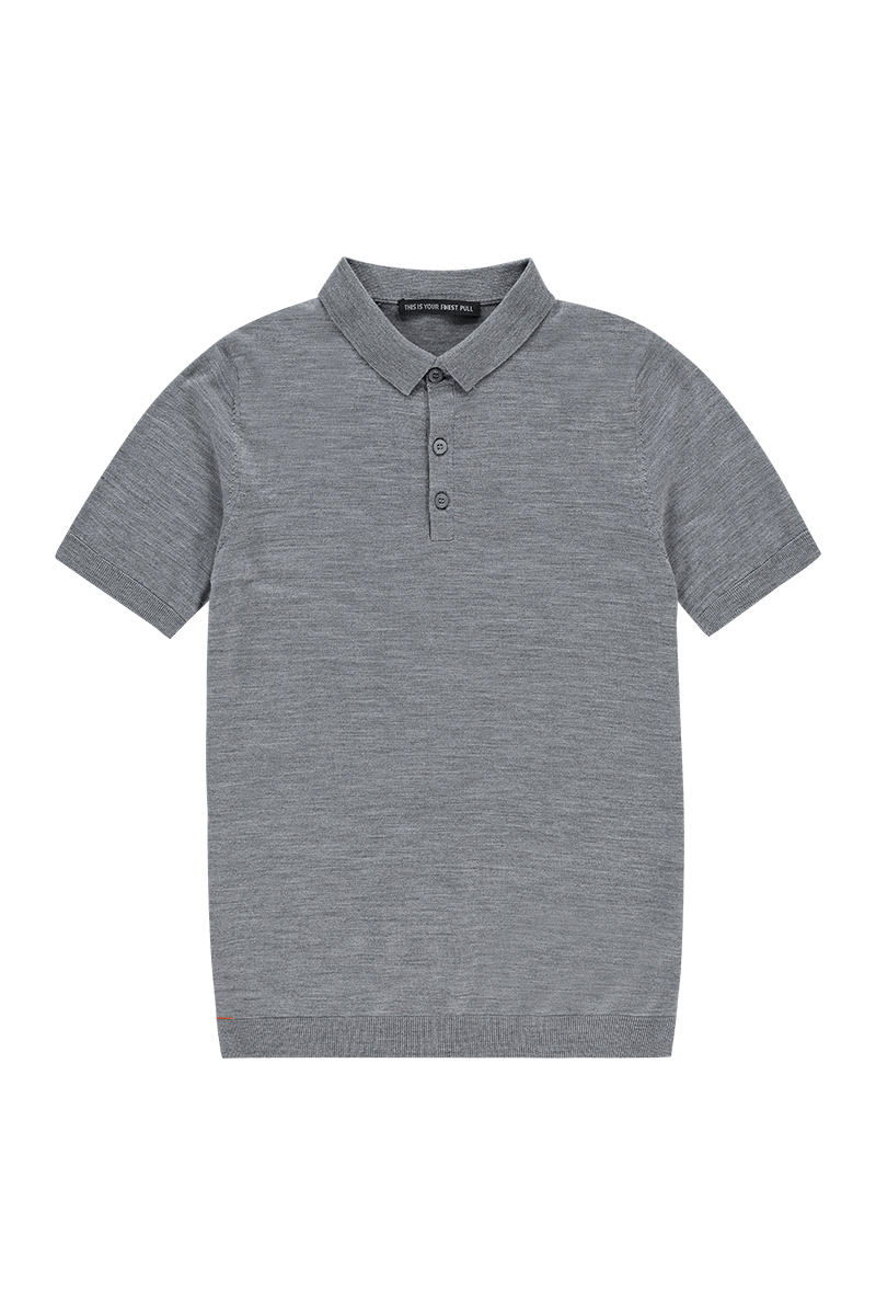 Strick Poloshirt Hellgrau