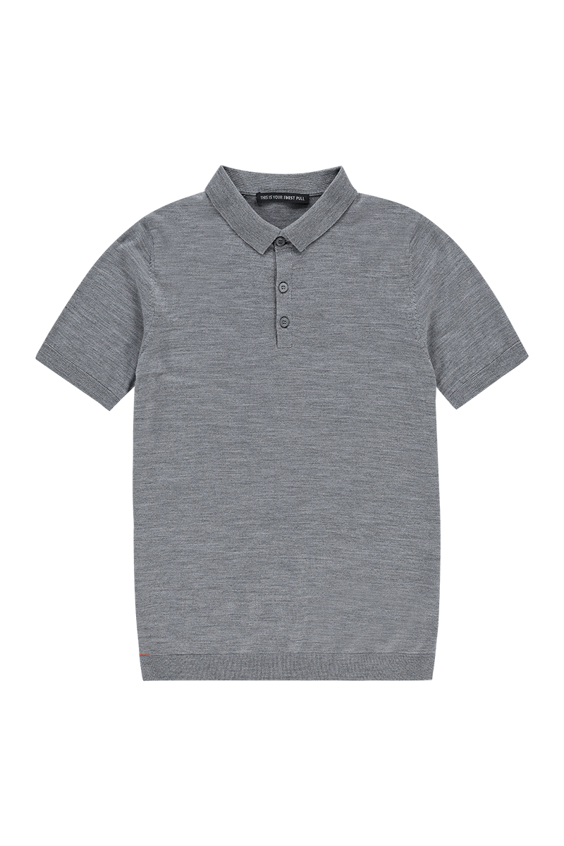 Poloshirt Merinowolle Hellgrau