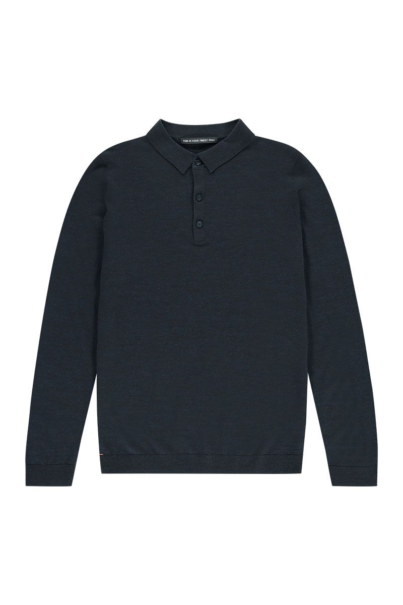 Strick Poloshirt Blau