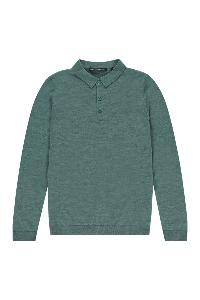 Merinowolle Poloshirt Grün