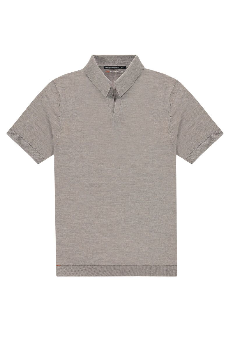  Poloshirt Merinowolle Beige