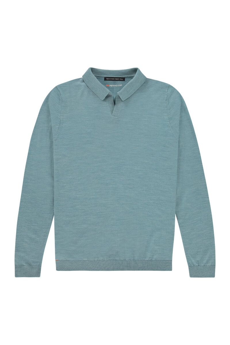 Strick Polo Herren Langarm Hellblau