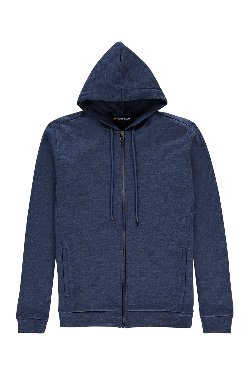 Hoodie Wolle in Blau