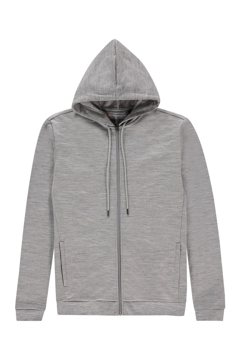 Hoodie Wolle in Grau