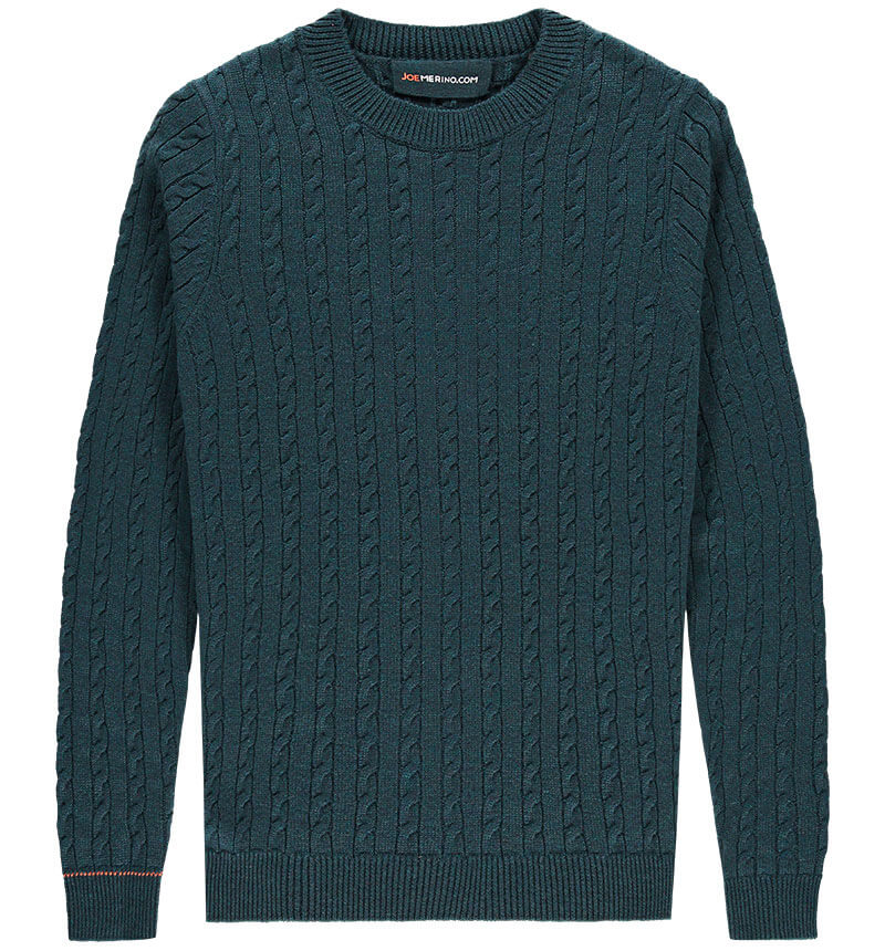 warmer Winter Pullover Herren Wolle mit Zopfmuster